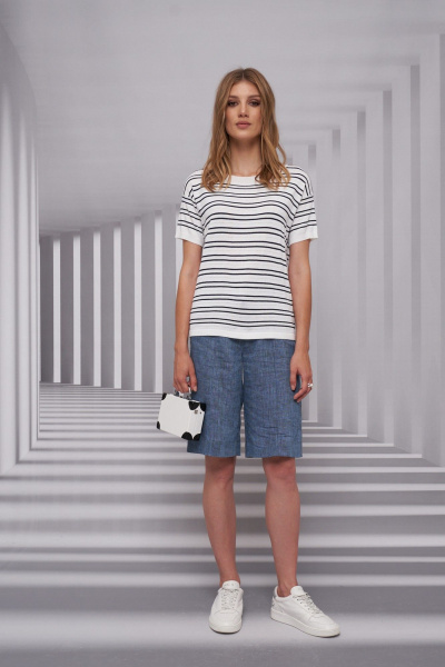 Джемпер Barbara Geratti С4681BG белый/т. синий - фото 2