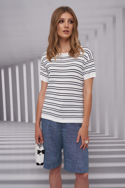 Джемпер Barbara Geratti С4681BG белый/т. синий - фото 1