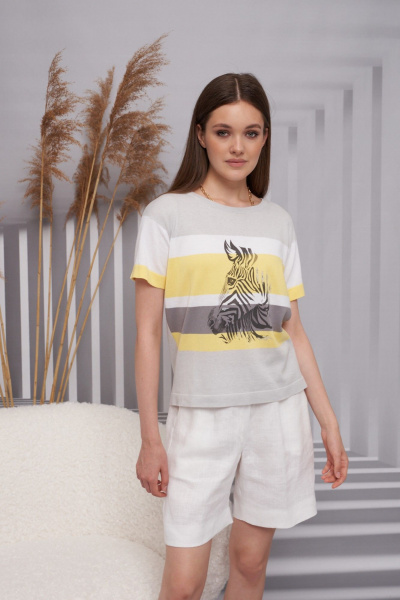 Джемпер Barbara Geratti С4690BG серый/желтый - фото 1