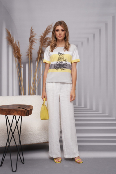 Джемпер Barbara Geratti С4690BG серый/желтый - фото 2