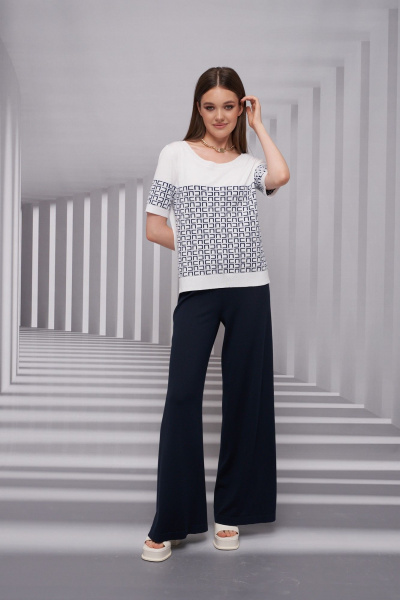 Джемпер Barbara Geratti С4725BG белый/т.синий - фото 2