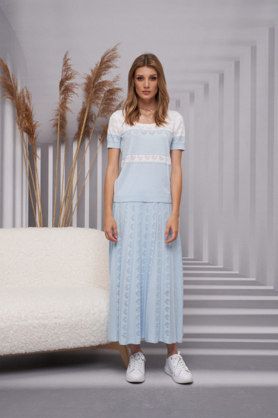 Джемпер Barbara Geratti С4736BG белый/голубой - фото 2