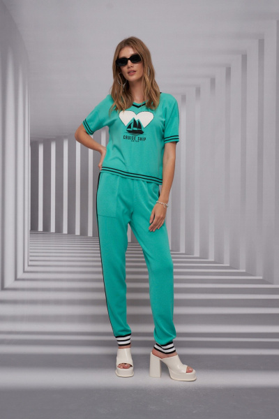 Брюки Barbara Geratti С8325BG тиффани/чёрный - фото 1