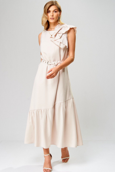 Платье Laikony L-933 бежевый - фото 2