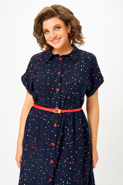 Платье Swallow 740.1 темно-синий/цветной_горошек - фото 4