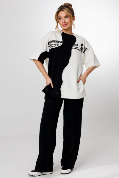 Брюки, джемпер Faufilure С1562 черно-белый - фото 1