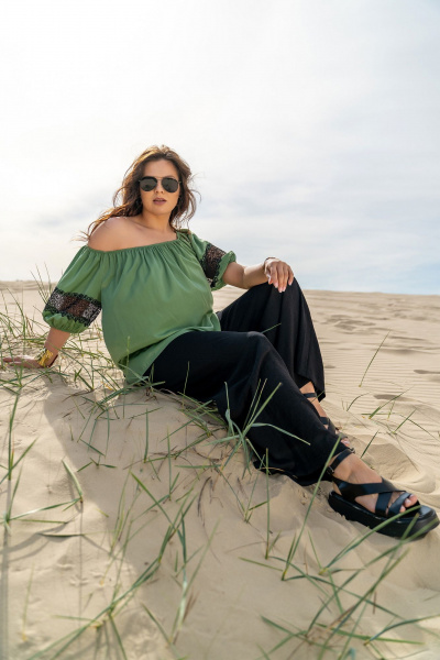 Блуза, брюки Andina 953 олива_черный - фото 12