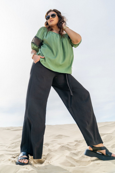 Блуза, брюки Andina 953 олива_черный - фото 11