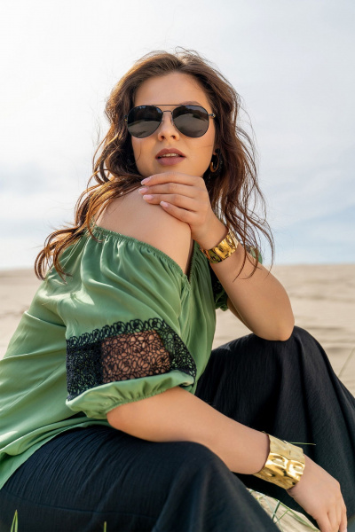 Блуза, брюки Andina 953 олива_черный - фото 10