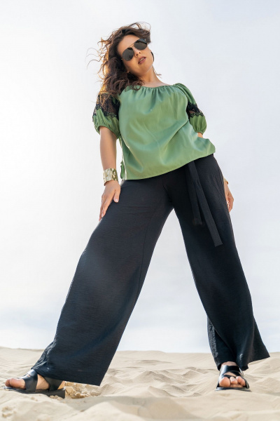 Блуза, брюки Andina 953 олива_черный - фото 7
