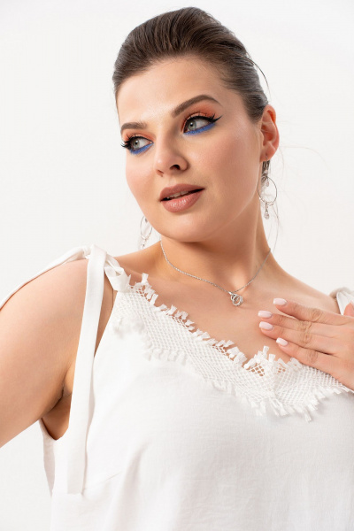 Блуза, юбка Andina 978 молоко_темно-синий - фото 2