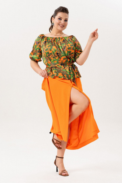 Блуза, юбка Andina 980-1 принт_мандарин - фото 14