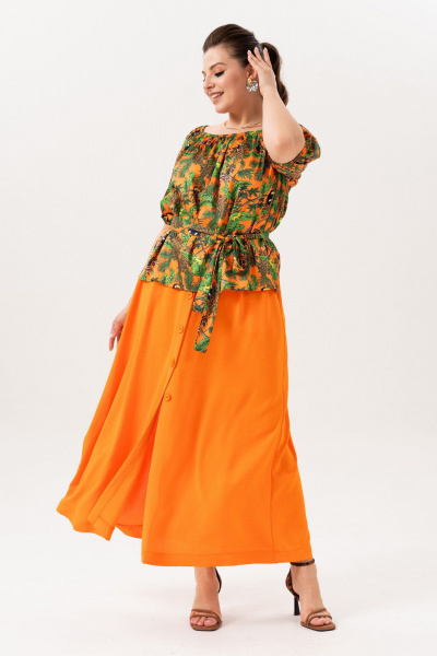 Блуза, юбка Andina 980-1 принт_мандарин - фото 12