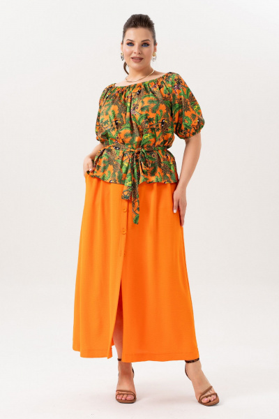Блуза, юбка Andina 980-1 принт_мандарин - фото 10