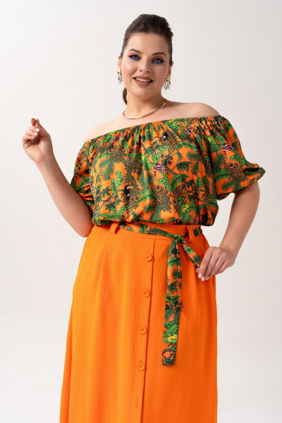 Блуза, юбка Andina 980-1 принт_мандарин - фото 8