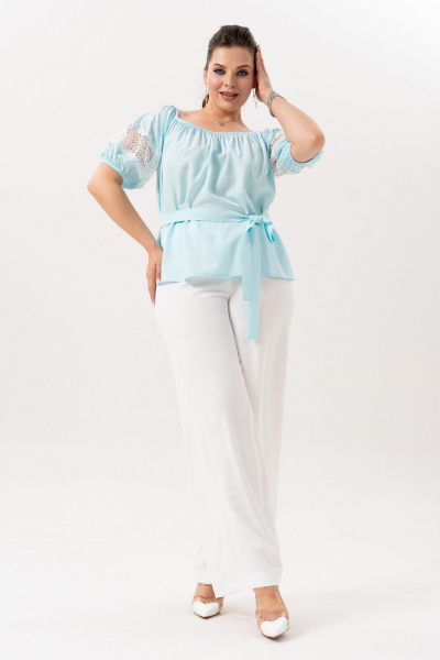 Блуза, брюки Andina 982 небесно-голубой-молоко - фото 10