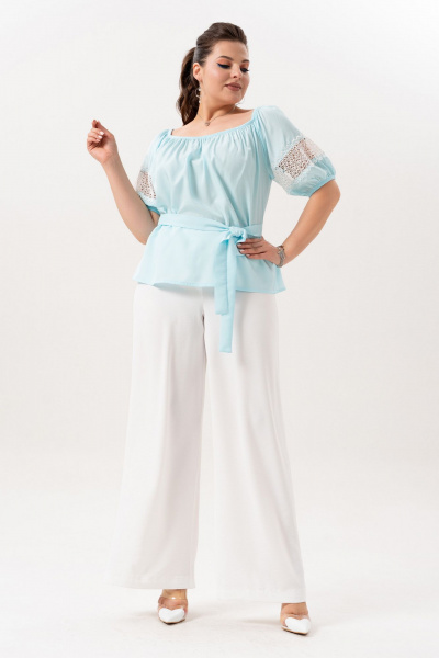 Блуза, брюки Andina 982 небесно-голубой-молоко - фото 9