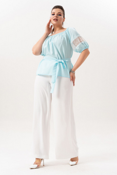 Блуза, брюки Andina 982 небесно-голубой-молоко - фото 8
