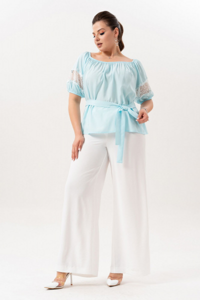 Блуза, брюки Andina 982 небесно-голубой-молоко - фото 7