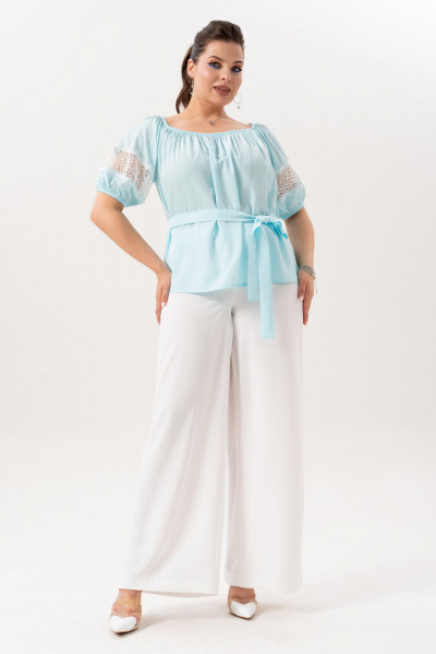 Блуза, брюки Andina 982 небесно-голубой-молоко - фото 6
