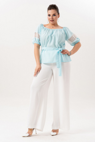 Блуза, брюки Andina 982 небесно-голубой-молоко - фото 1