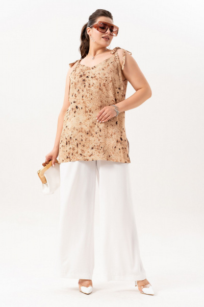 Блуза, брюки Andina 983 принт змея/молоко - фото 8