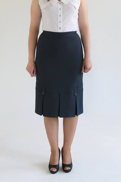 Деловая юбка в складку из текстиля на подкладке Faldas М-08 синий - фото 2