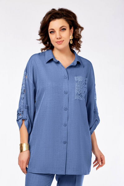 Блуза, брюки Ольга Стиль С-917 сине-фиолетовый - фото 2