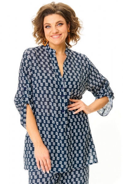 Блуза, брюки БелЭльСтиль 745-1_45_22+ 605-2_73_22 молочно-голубой - фото 8