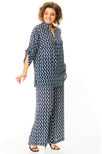 Блуза, брюки БелЭльСтиль 745-1_45_22+ 605-2_73_22 молочно-голубой - фото 6