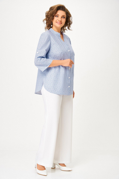Блуза Swallow 864.1 молочный/голубой - фото 11