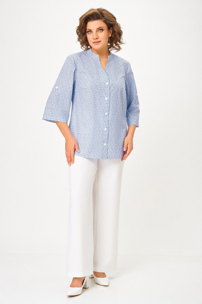 Блуза Swallow 864.1 молочный/голубой - фото 10