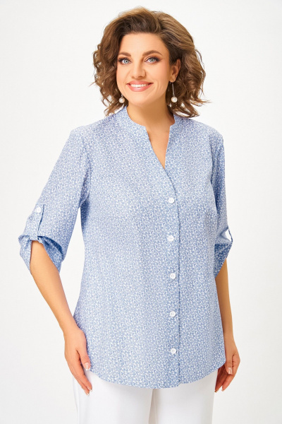 Блуза Swallow 864.1 молочный/голубой - фото 1
