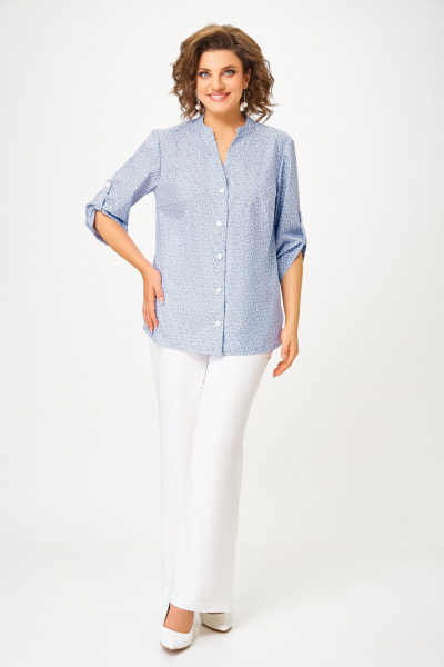 Блуза Swallow 864.1 молочный/голубой - фото 5