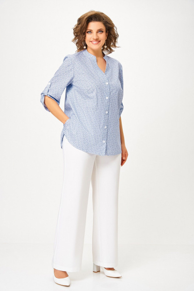 Блуза Swallow 864.1 молочный/голубой - фото 4