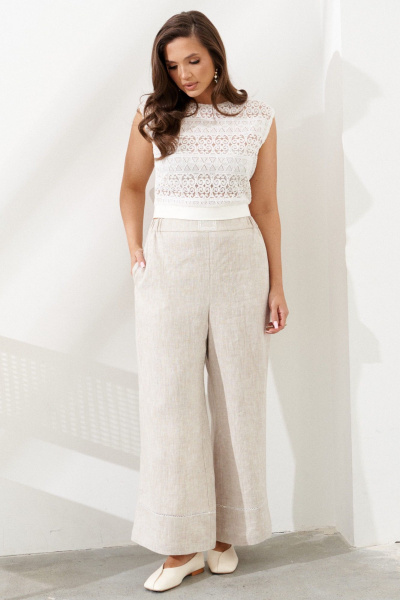 Блуза, брюки AltaModa 2012-1 бежевый_меланж - фото 3