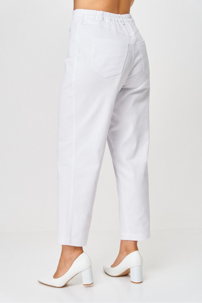 Белые брюки-бананы из хлопка с высоким поясом Rumoda 2192 белый - фото 9