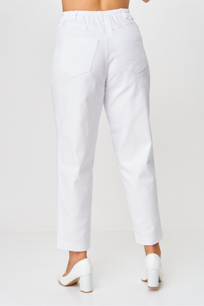 Белые брюки-бананы из хлопка с высоким поясом Rumoda 2192 белый - фото 8