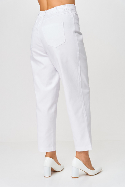 Белые брюки-бананы из хлопка с высоким поясом Rumoda 2192 белый - фото 7