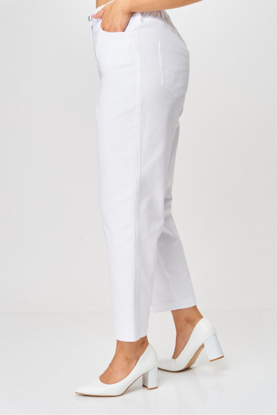 Белые брюки-бананы из хлопка с высоким поясом Rumoda 2192 белый - фото 6