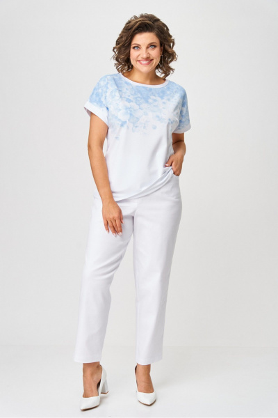 Белые брюки-бананы из хлопка с высоким поясом Rumoda 2192 белый - фото 1