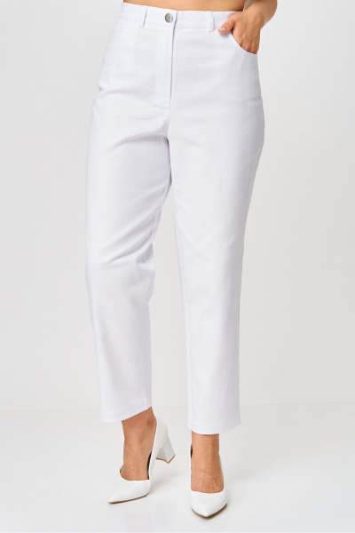 Белые брюки-бананы из хлопка с высоким поясом Rumoda 2192 белый - фото 2