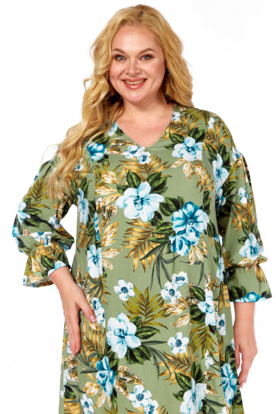 Платье Celentano lite 5050 оливково-зеленый/цветочный_принт - фото 3