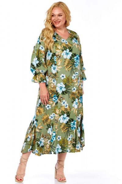 Платье Celentano lite 5050 оливково-зеленый/цветочный_принт - фото 2