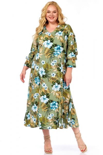 Платье Celentano lite 5050 оливково-зеленый/цветочный_принт - фото 1