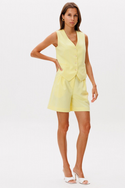 Коплект жилет и шорты из лен-вишр для летних образов THE NAME 2292 лимонный - фото 4