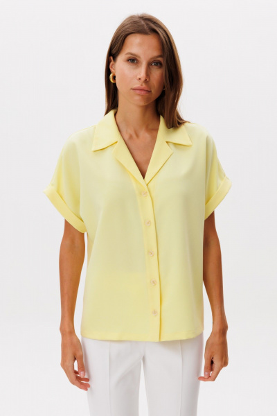 Блуза летняя с коротким рукавом и отложным воротником THE NAME 2293 лимон - фото 1