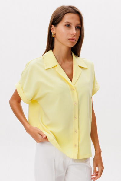 Блуза летняя с коротким рукавом и отложным воротником THE NAME 2293 лимон - фото 3