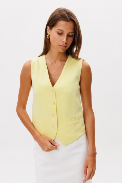 Жилет из текстиля с приталенным силуэтом и выточками THE NAME 2294 лимонный - фото 2