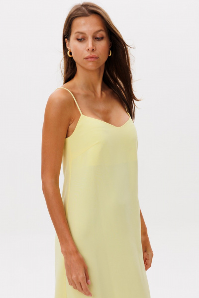 Желтый летний сарафан свободного силуэта из льна THE NAME 2321 лимонный - фото 6